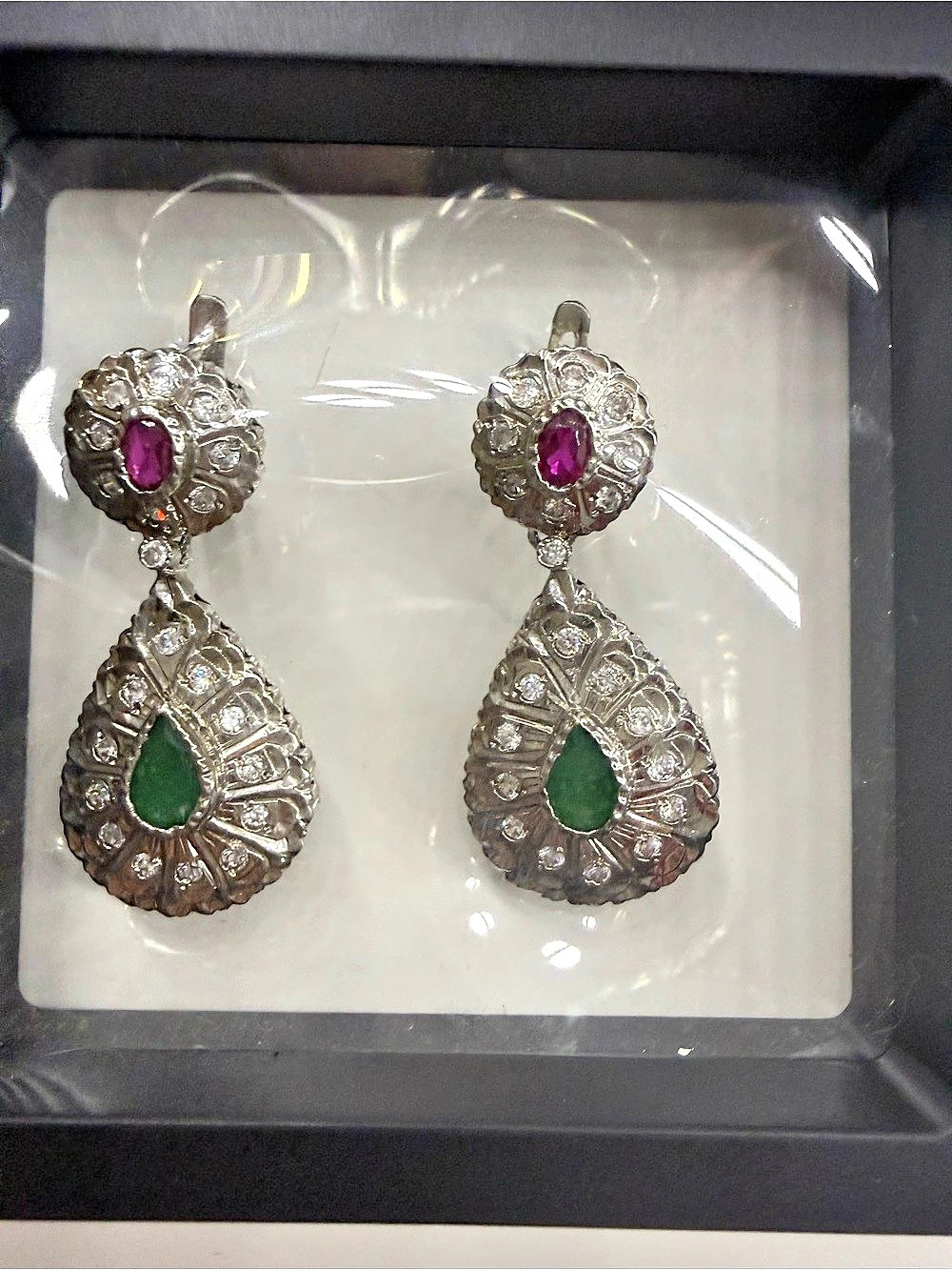 Authentic Handmade Moroccan Silver Beldi Drop Earrings from Fez
